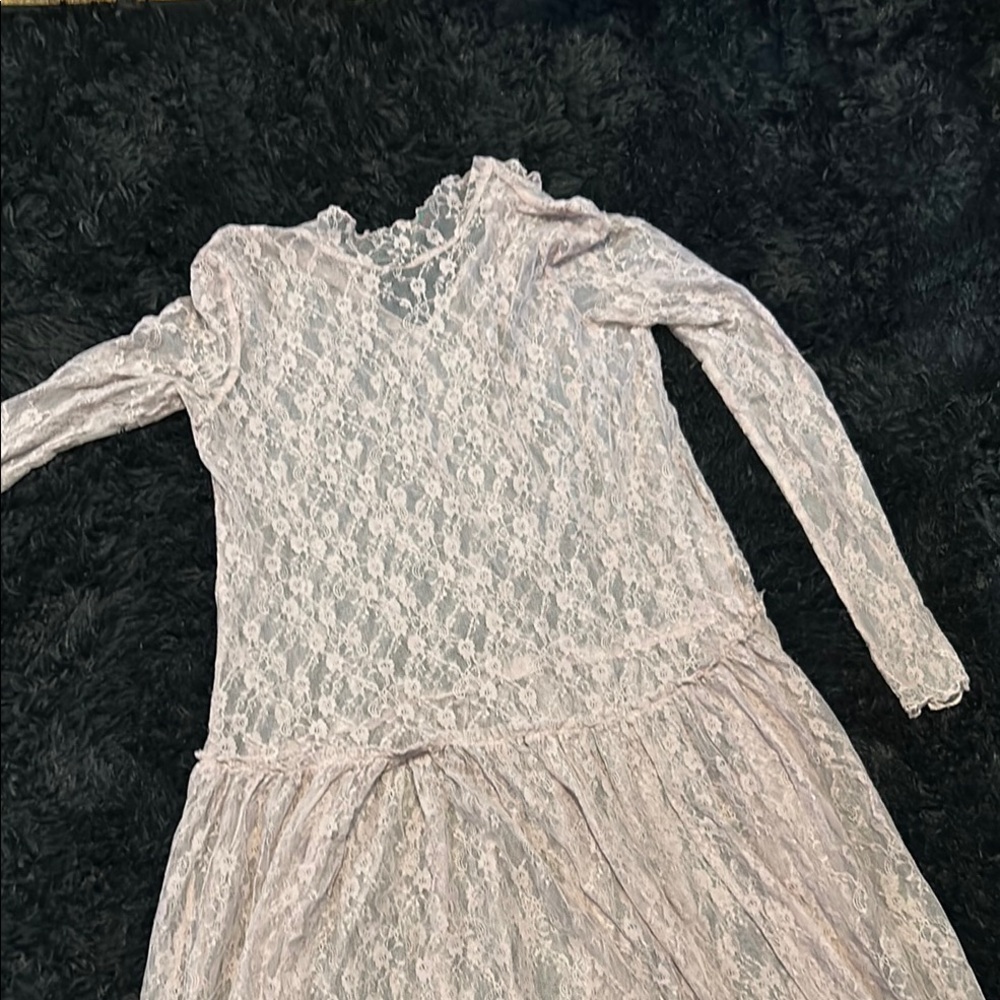 Free People Sheer Lace Chemise in Soft Lavender